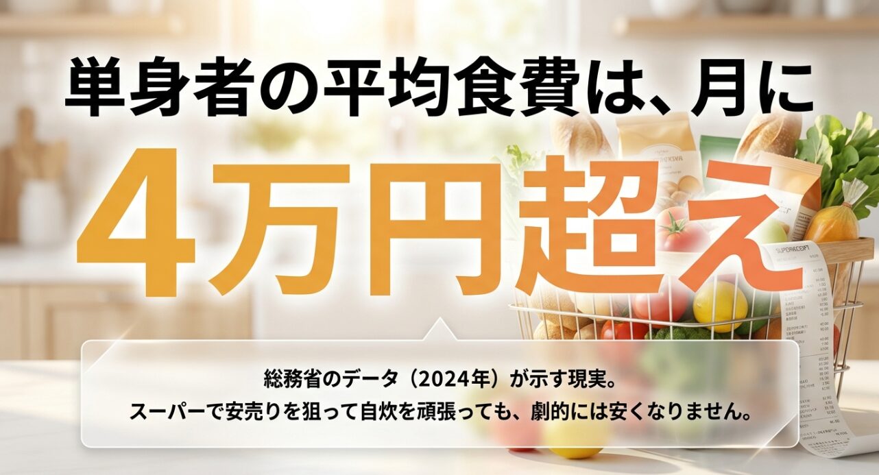単身者の平均食費は、月に4万円超え。総務省のデータ（2024年）が示す現実を説明するスライド